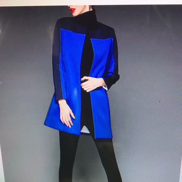 Color block solid crew neck coat - Picture 2 of 2